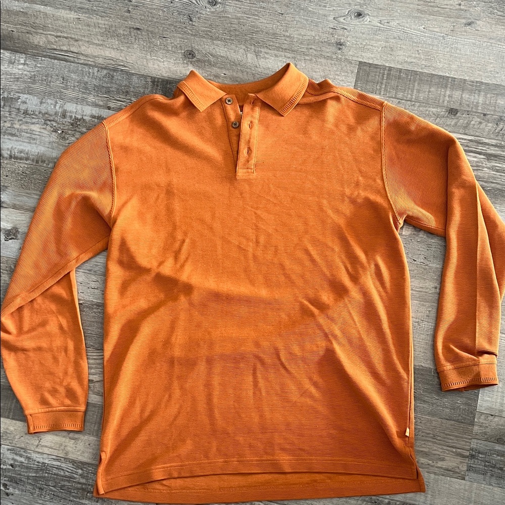 Men’s Tommy Bahama Burnt Orange Long Sleeve Polo